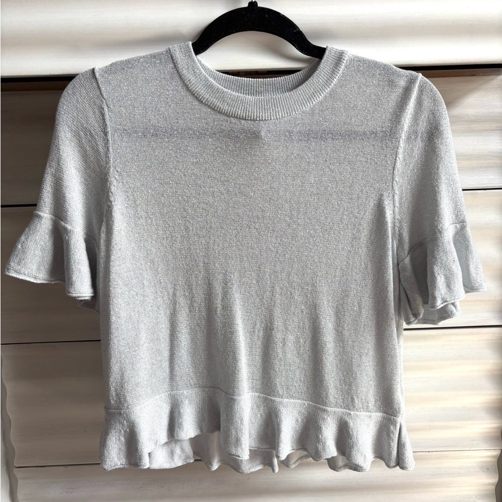 Silver Ruffle Sleeve Top - Picture 3 of 6
